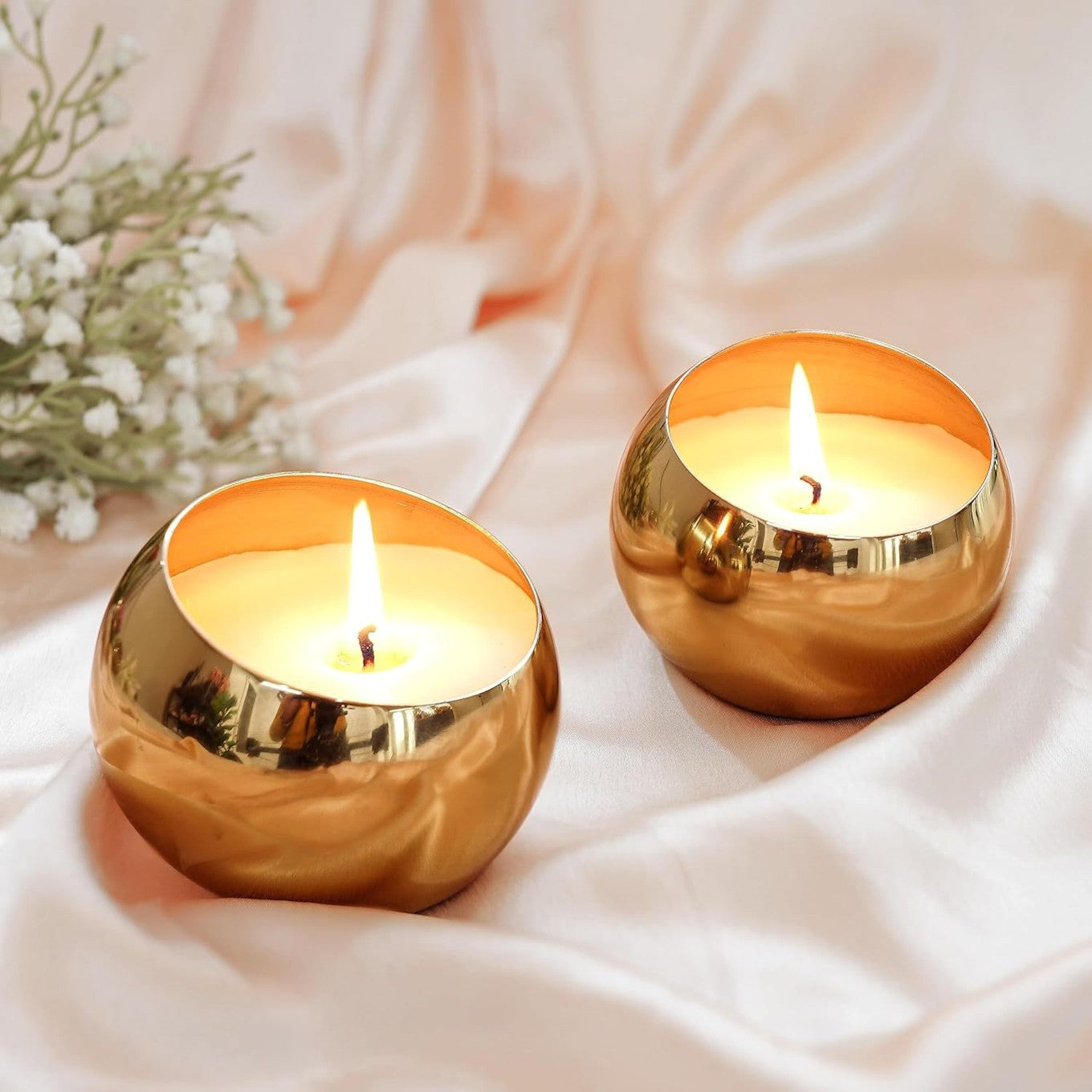 Orb Metal Scented Candle Set Gold Pack of 2