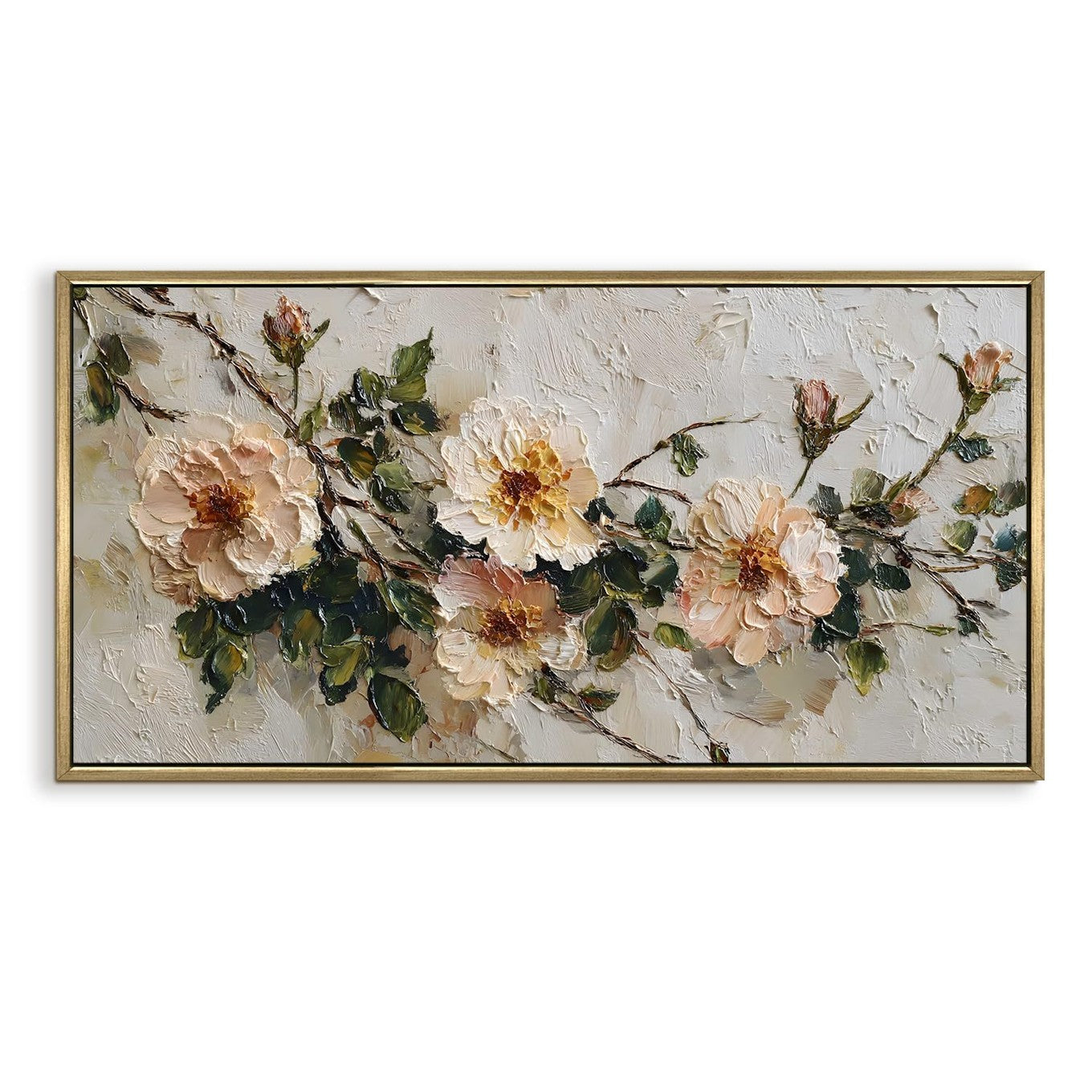 Botanical Canvas Wall Art with Golden Frame