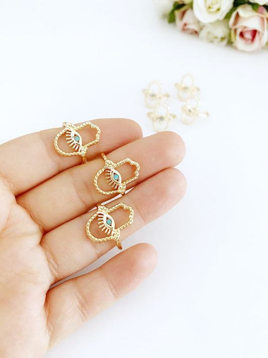 Hamsa Hand Ring, Evil Eye Ring, Adjustable Ring, Gold Ring, Lucky Evil