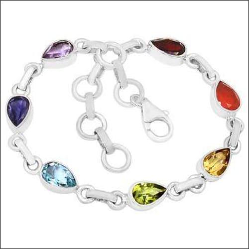 Stunning Hand-Finished Pear Shape Multi-Gemstone Bracelet