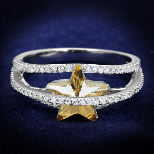 Rhodium 925 Sterling Silver Ring with Top Grade Crystal
