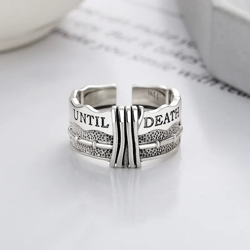 S925 Sterling Silver Vintage Distressed Ring